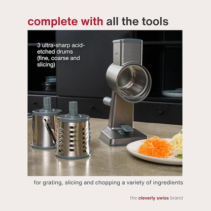 Zyliss Rotary Cheese Grater, 3 Steel Drum Blades, Fruit Grater - Image 6
