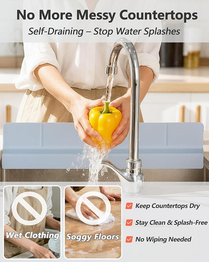 Kitchen Sink Splash Guard 18" 23" 30" Self-Draining Silicone Water Guard - Image 2