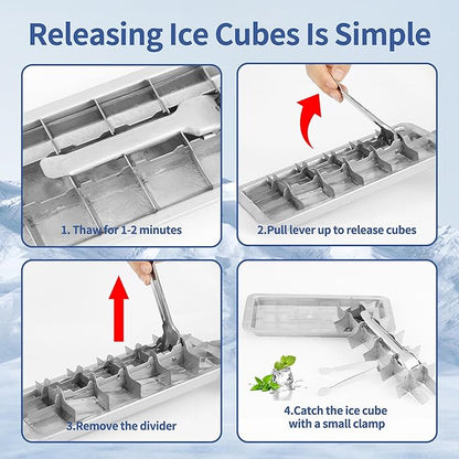 Stainless Steel Ice Cube Trays for Freezer, 18-Slot Vintage Inspired Design - Image 4