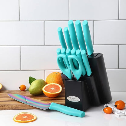 Marco Almond Knife Block Set, Knife Set Rainbow Color, 14 Piece Stainless Steel - Image 8