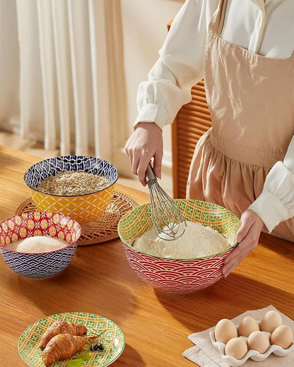 Metahom Ceramic Mixing Bowls for Kitchen, Colorful Nesting Bowls, Large Serving - Image 4