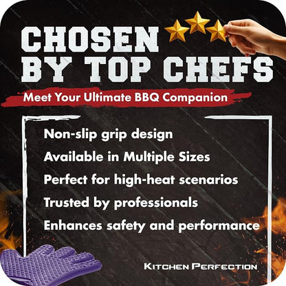 KITCHEN PERFECTION Silicone Smoker Oven Gloves -Extreme Heat Resistant BBQ - Image 9