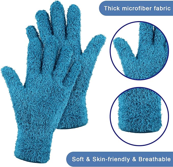 Bencailor 4 Pairs Microfiber Dusting Gloves Washable Reusable Cleaning Gloves - Image 5