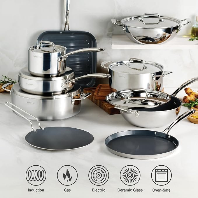 Tramontina Utsava Tri-Ply Clad Stainless Steel 2.9-Quart Saute Pan - Image 5