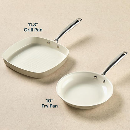 Pyrex 2-Piece Ceramic Cookware Grill & Fry Pan Set - Image 3