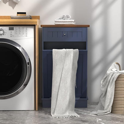 Betterhood Tilt Out Trash Cabinet 10 Gallon Wooden Free Standing Laundry Sorter - Image 4