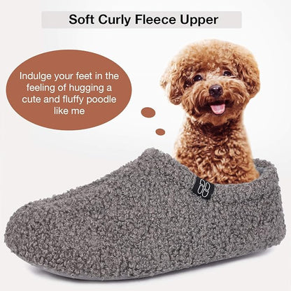 HomeTop Women's Fuzzy Curly Fur Memory Foam Loafer Slippers - Image 3
