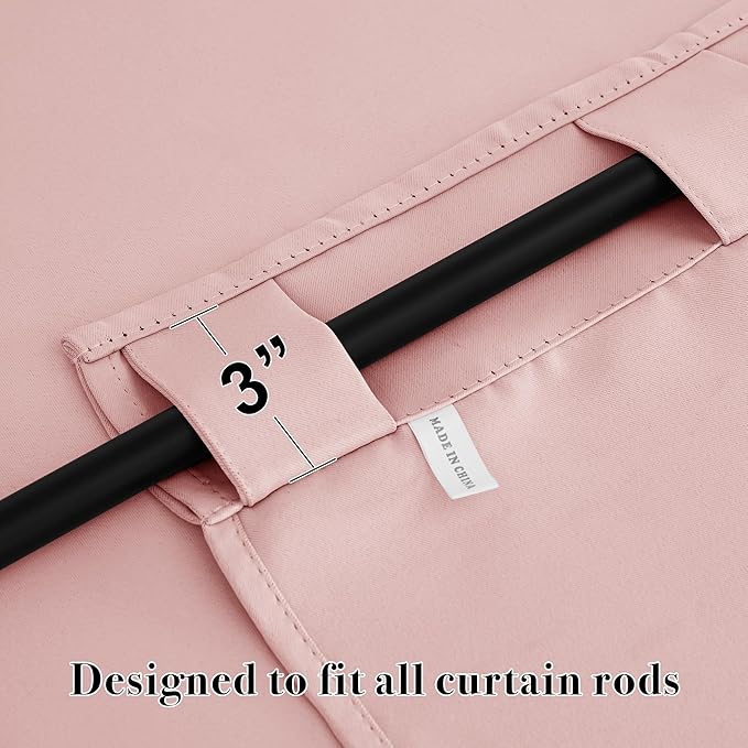 RYB HOME Blackout Curtains for Bedroom, Small Windows Shades Thermal Insulating Privacy Drapes for Living Room Classroom Kitchen Bathroom Dining, Wide 42 x Long 36 inch, Peach Blush, 2 Panels