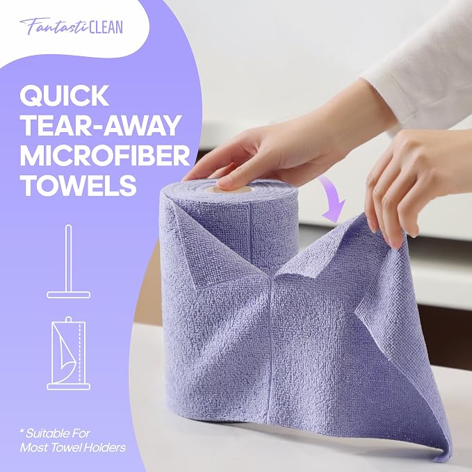 Fantasticlean Microfiber Cleaning Cloth Roll 4 Rolls 240 Pack, Tear Away - Image 2