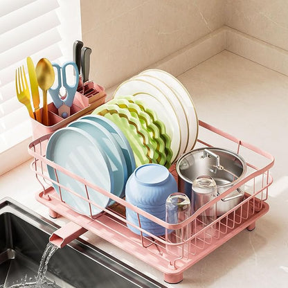 Iron Dish Drying Rack Auto Drain Dish Drainers Kitchen Counter Strainer by AIDERLY