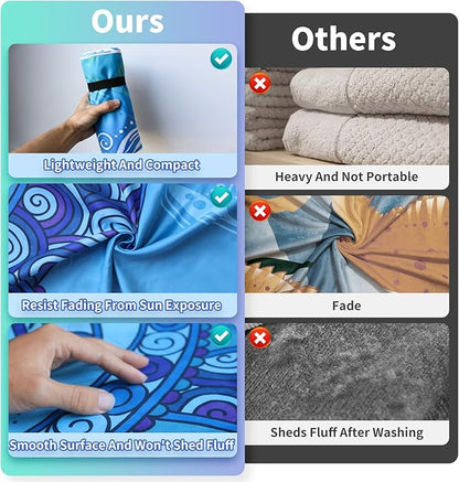 Beach Towels Oversized - 71"x 39" 250GSM Microfiber Beach Towels for Adults, Lightweight Quick Dry Absorbent Compact Sand Free Beach Towel for Swimming Pool, Camping, Yoga, Travel