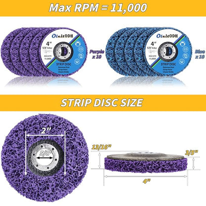 20 Pcs 4" x 5/8" Strip Discs Bulk, Paint Stripping and Rust Removal Wheels - Image 2