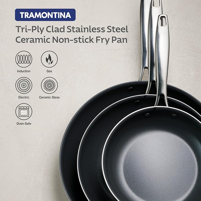 Tramontina Signature 12-Inch Tri-Ply Clad Stainless Steel Large Frying Pan - Image 5