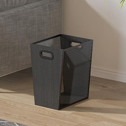 Piskyet Black Office Trash Can for Near Desk, 4.5 Gallon Unique Wood Bedroom by Piskyet