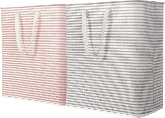 Lifewit 2 Pack Laundry Hamper Large Collapsible Laundry Basket, Freestanding Waterproof Cloth Hamper with Easy Carry Handles in Laundry Room Bedroom Bathroom Dorm for Adult, Gray&Pink, 2 x 100L