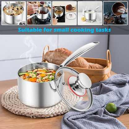 E-far 3-Quart Saucepan, Tri-Ply Stainless Steel Sauce Pan - Image 7