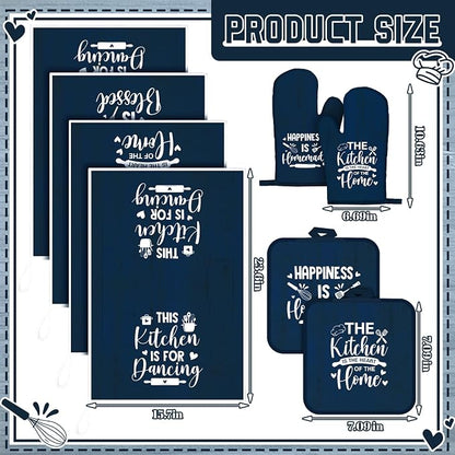 Leinuosen 8 Pcs Kitchen Towels and Oven Mitts Sets Pot Holders Dishcloths Set - Image 3
