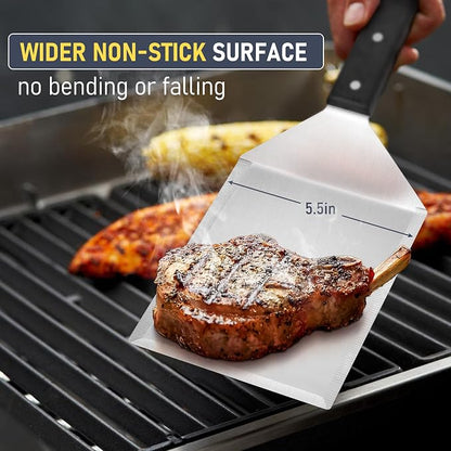 Metal Spatula Set of 2, HaSteeL Stainless Steel Large Griddle Spatulas - Image 3