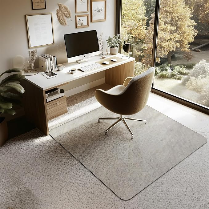 Office Chair Mat for Carpet & Hardwood, Upgraded 45" x 45" Tempered Glass Chair - Image 9