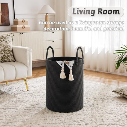 Laundry Basket, Woven Cotton Rope Laundry Hamper, 100L - Image 2