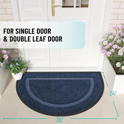 OLANLY Half Circle Door Mat Indoor Outdoor Entrance Welcome, Waterproof - Image 3