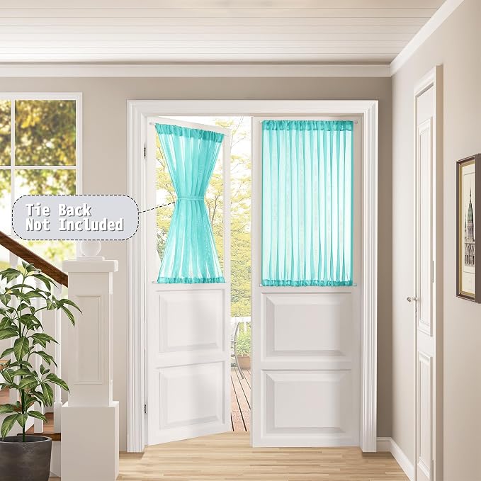 Tollpiz Sheer Door Curtains Closet Linen Textured Curtain Sheers Doorway Light - Image 2