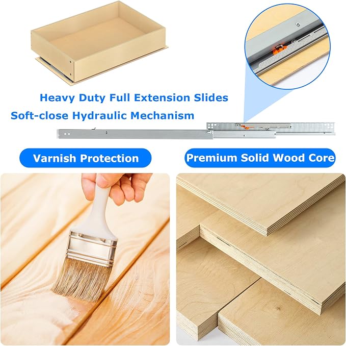 WelFurGeer Soft Close Pull Out Cabinet Organizer, Cabinets Roll Out Drawers - Image 5