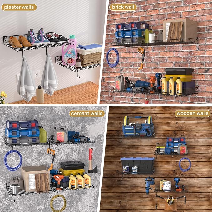 4 Pack Garage Wall Shelf, Garage Wall Mounted Shelving, Heavy Duty Floating - Image 8