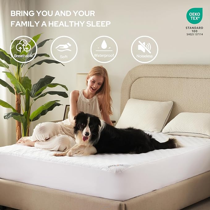 BEDLORE Waterproof Mattress Protector, Queen Size Noiseless Mattress Pad - Image 3