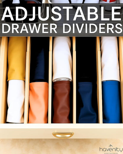 4 Pcs Bamboo Kitchen Drawer Dividers Large 14"-19", Spring Loaded, Works in - Image 6