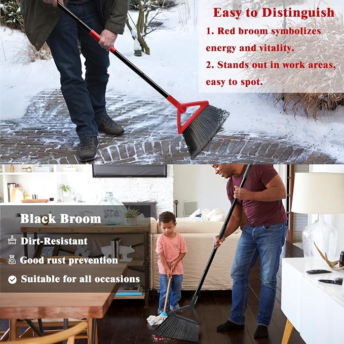 Outdoor Indoor Broom Heavy Duty, 4 Pack Commercial Angle Broom, Ideal of House - Image 6