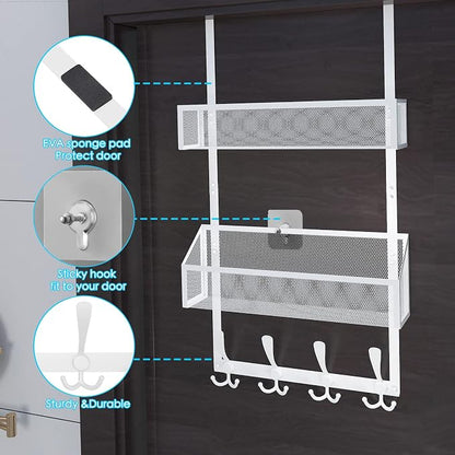 Over The Door Hooks Organizer, Coat Rack Over The Door Storage Hanger Towel Rack - Image 5