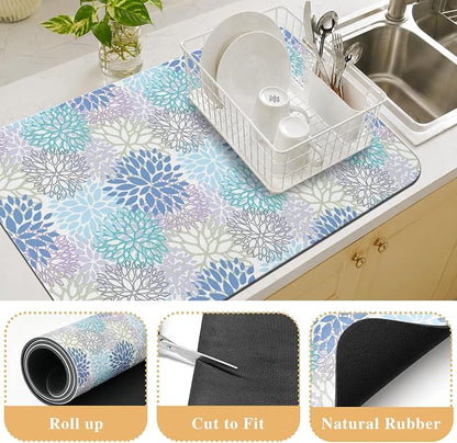 Kitchen Countertop Dish Drying Mat, Super Absorbent Coffee Bar Mat - Image 3
