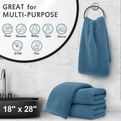 VOOVA & MOVAS Hand Towels for Bathroom Set of 4, Large 18" x 28", 100% Cotton | - Image 5