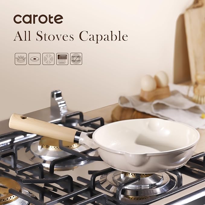CAROTE 10" Ceramic Frying Pan Skillet, Non Stick Skillet Chef's Pan, Healthy & - Image 5