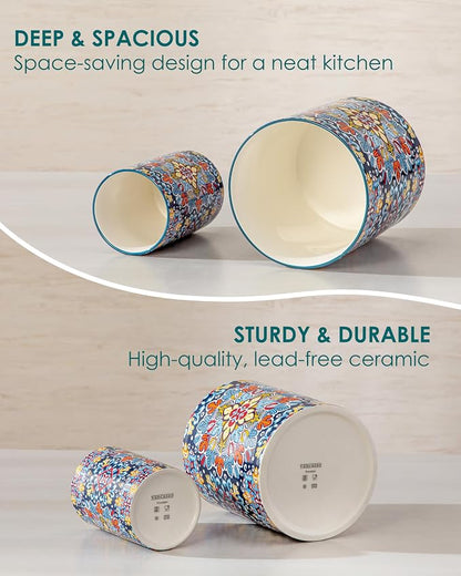 vancasso SIMI Utensil Holder, 7.3"+5.5" Porcelain Kitchen Utensil Holder - Image 7