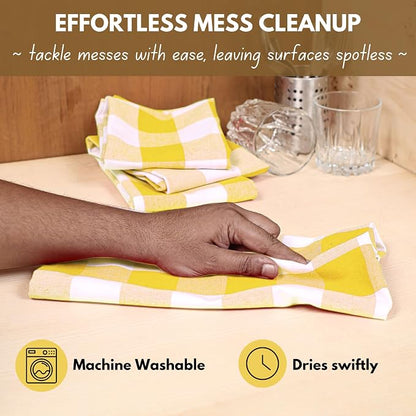 Native Fab Yellow Buffalo Dish Towel 16"x26", Soft Absorbent Dishcloths - Image 5