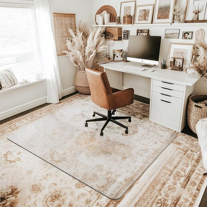 Office Chair Mat for Carpet & Hardwood, Upgraded 45" x 55" Dual Use Tempered by Furnbar