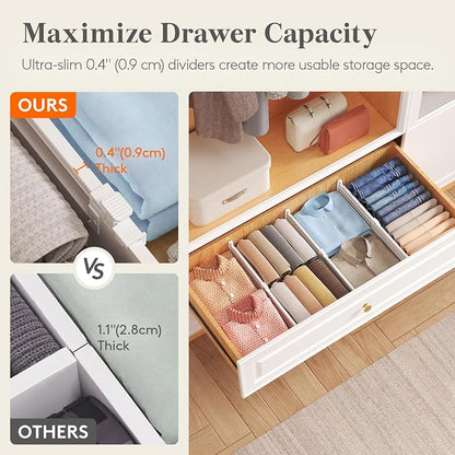 Lifewit 5" Tall 6 Pack Drawer Dividers, 30-47cm/11.5-18.5" Expandable Drawer - Image 4