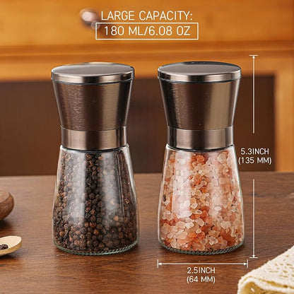 DAVIMADE Metal Bronze Salt and Pepper Grinder Set of 2，Manual Refillable - Image 2