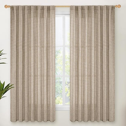 YoungsTex Dark Oatmeal Linen Curtains 63 Inch Length by YoungsTex