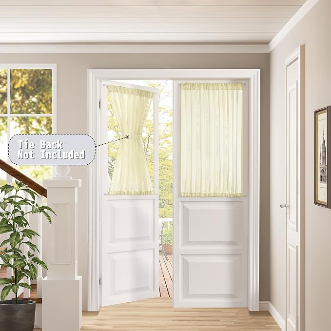 Tollpiz Short Sheer Door Curtains Closet Linen Textured Curtains Sheer Doorway - Image 2