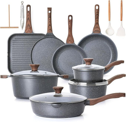 SENSARTE Nonstick Granite Cookware Set, PFOA & PFOS Free, Healthy Non Stick by SENSARTE