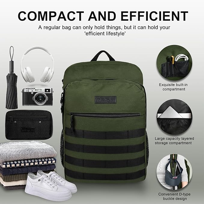 Wrangler Tradesman Backpack, Water Resistant Casual Daypack for Travel Work School, Unisex Laptop Backpack with Notebook Sleeve