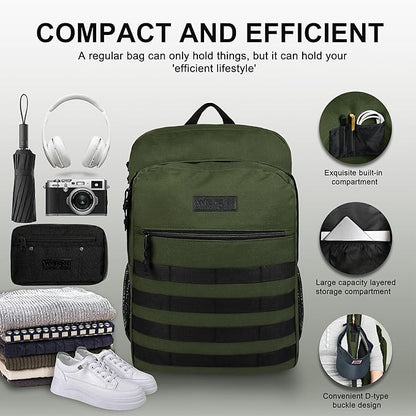 Wrangler Tradesman Backpack, Water Resistant Casual Daypack for Travel Work School, Unisex Laptop Backpack with Notebook Sleeve