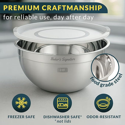 Baker's Signature Stainless Steel Mixing Bowls - Image 3