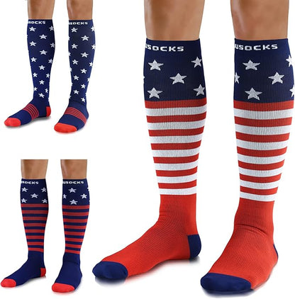 Medical Compression Socks for Women and Men 3 Pairs 20-30 mmHg Knee High Christmas Compression Stockings Circulation Best for Running Athletic Nurses