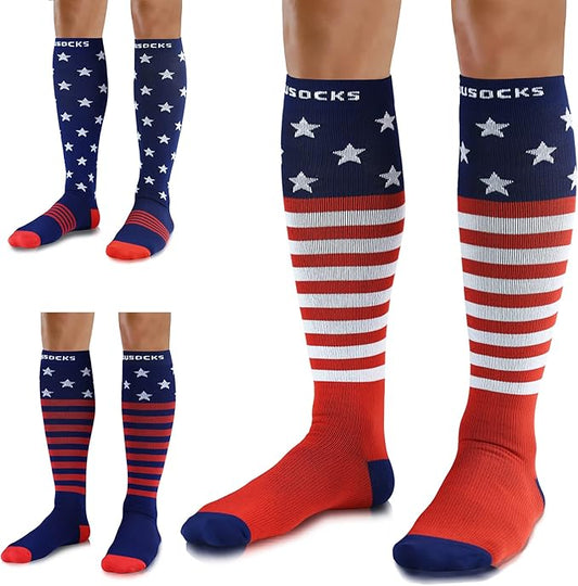 Medical Compression Socks for Women and Men 3 Pairs 20-30 mmHg Knee High Christmas Compression Stockings Circulation Best for Running Athletic Nurses