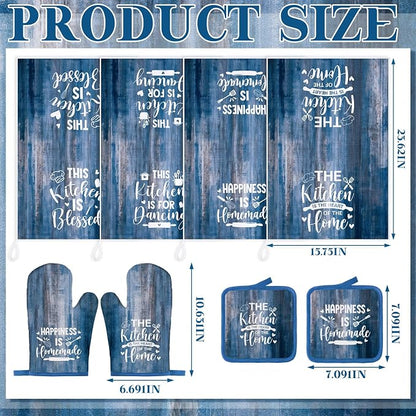 Leinuosen 8 Pcs Farmhouse Kitchen Decor Towels and Oven Mitts Sets Pot Holders - Image 3