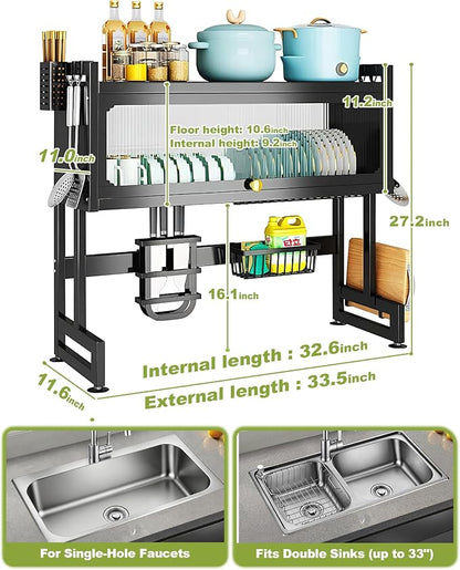 Over The Sink Dish Drying Rack 3-Tier Dish Drainer Racks - Image 4
